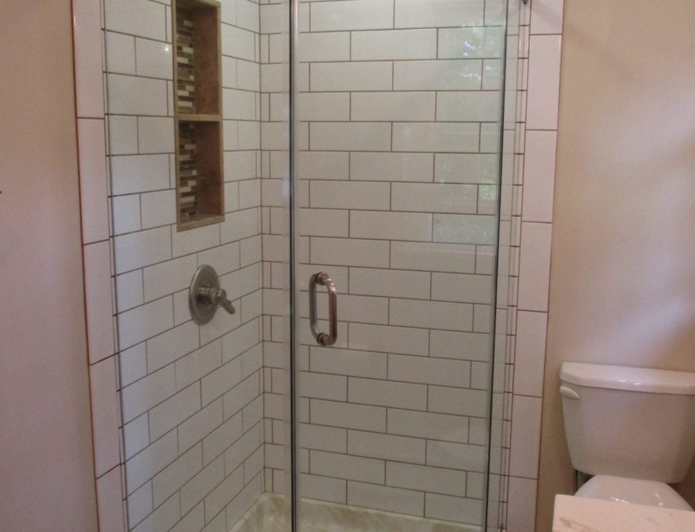 Frameless Shower Enclosure Neo Angle with Two Buttress (Knee) Walls