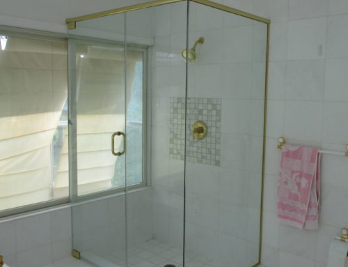 Frameless Corner Shower with Brass Hardware Mahopac