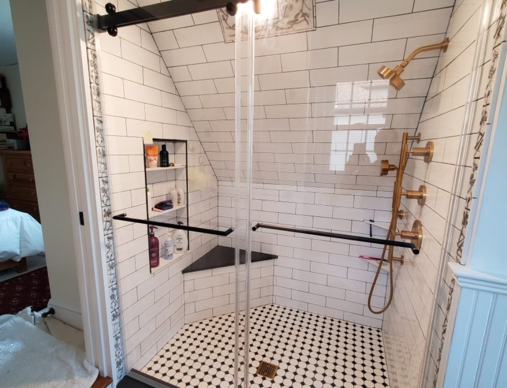 Barn Style Frameless Shower Door with Rollers Absolute Shower Doors