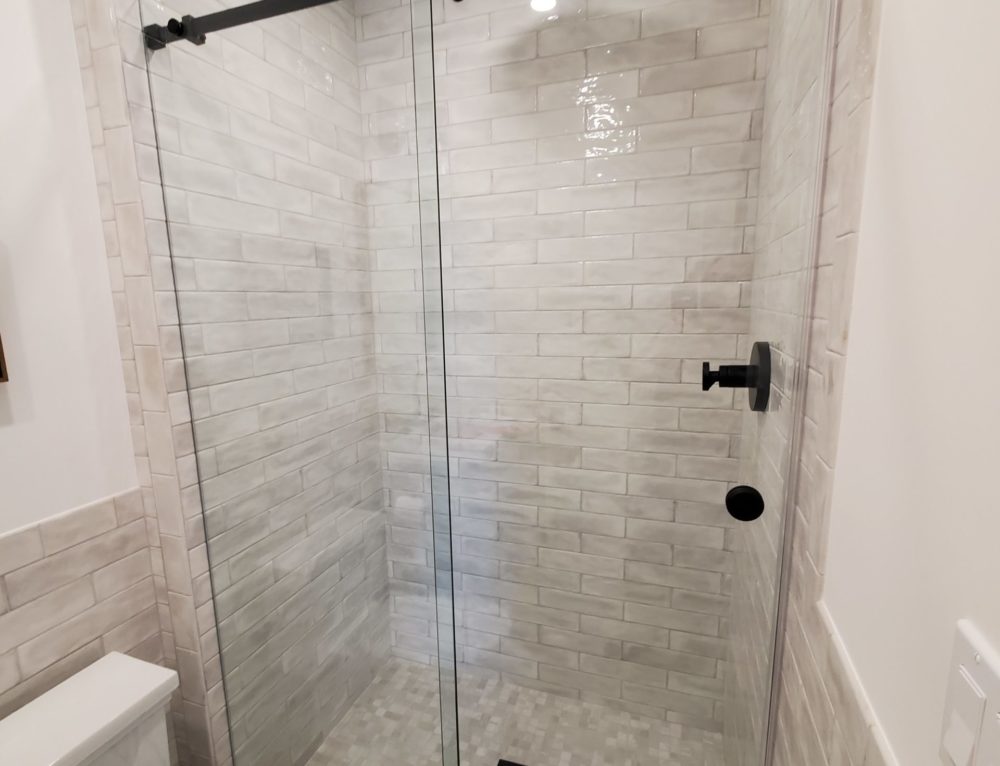 Barn Style Frameless Shower Door with Rollers Absolute Shower Doors